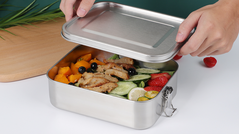 Flat Lid Stainless Steel Lunch Box without Buckle/with Buckle - nicety